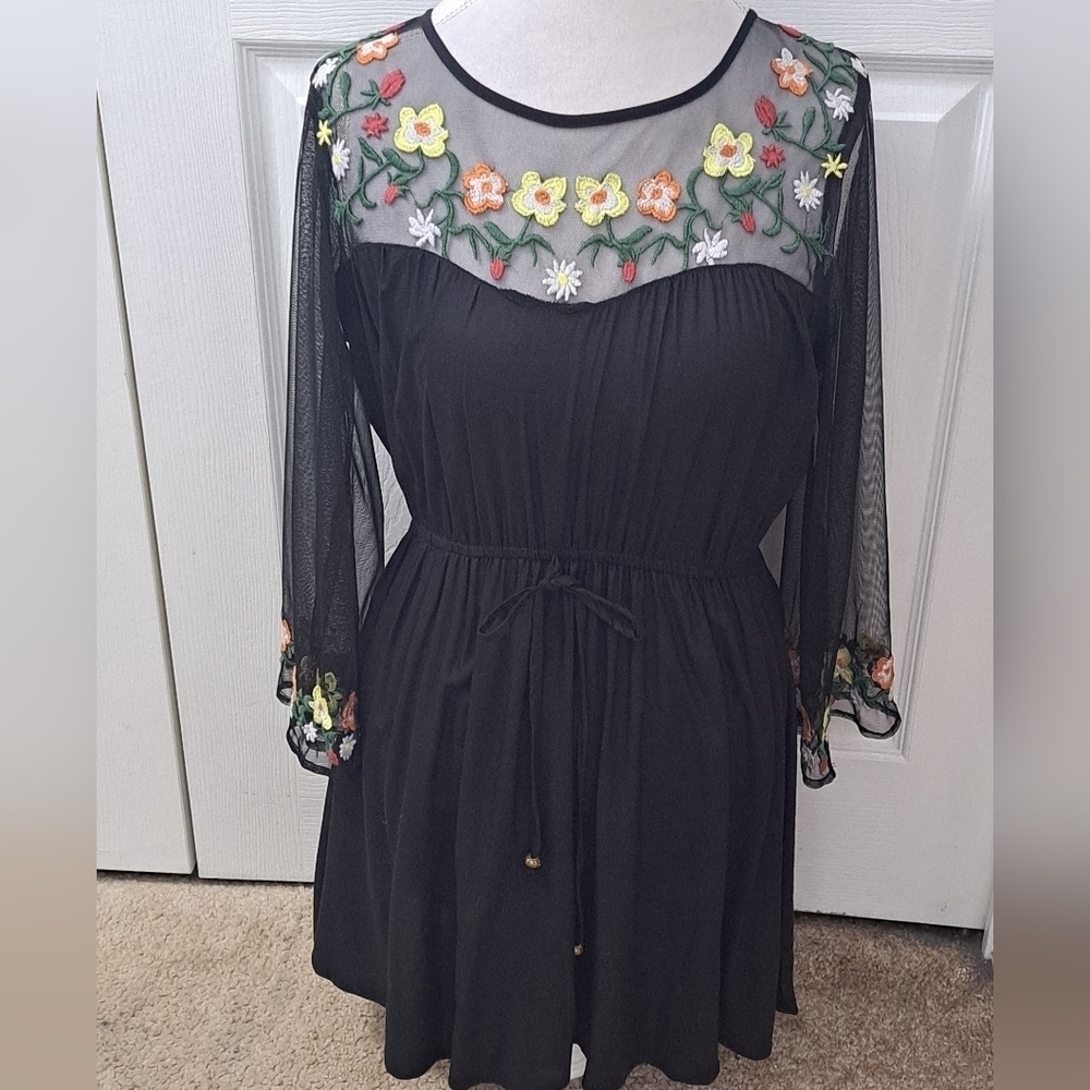 True Destiny Floral Embroidered Black Dress ⁰